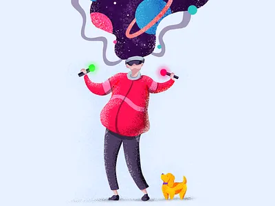 The VR age 2020 art creative cute design dog illustration trend ui vector vr