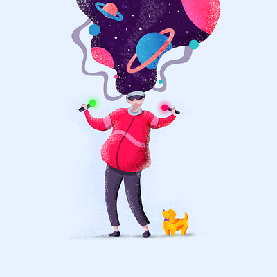 The VR age 2020 art creative cute design dog illustration trend ui vector vr