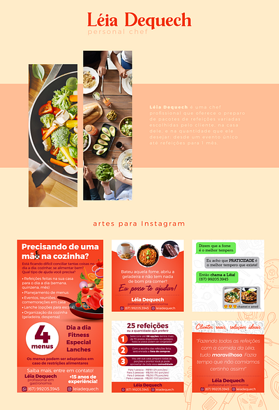 Léia Dequech Personal Chef branding chef culinary design food instagram logo pastel social media typography