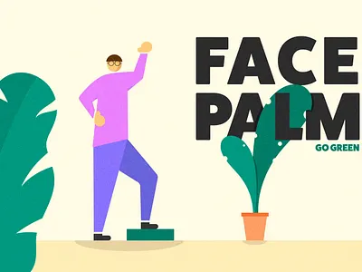 Face Palm character face green nature palm plants