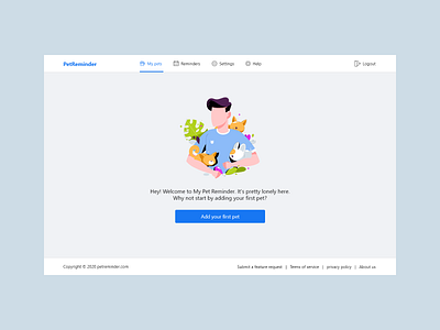 Onboarding screen illustration onboarding pet reminder app ui ux