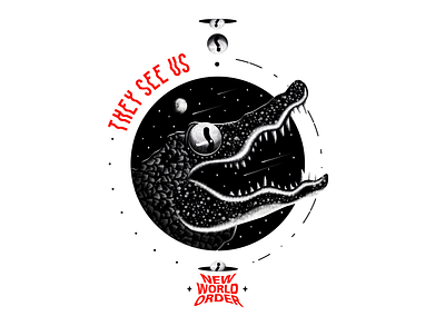 They see us! aligator design eyes illustration iluminati occultism photoshop space