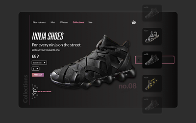 Ninja Shoes branding design illustration shoes shop ui web