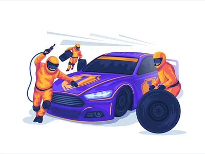 pit stop art cartoon design flat illustration illustrator vector