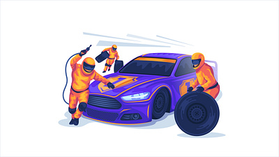 pit stop art cartoon design flat illustration illustrator vector