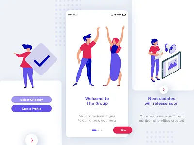 Social Media Application Intro Design app app design app designer clean freelancer graphic hire mobile app design mobile application design social app social media ui ui designer uiux ux designer
