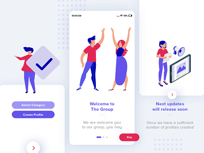 Social Media Application Intro Design app app design app designer clean freelancer graphic hire mobile app design mobile application design social app social media ui ui designer uiux ux designer