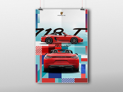 Porsche Boxter 718 Poster brand brand design brand identity branding branding design design pattern pattern art pattern design porsche poster poster art poster design print vector