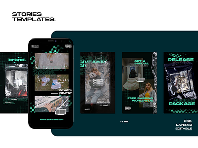 Instagram Stories "Mono-Mint" brand branding concept design instagram instagram stories instagram template layered layout socialmedia templates