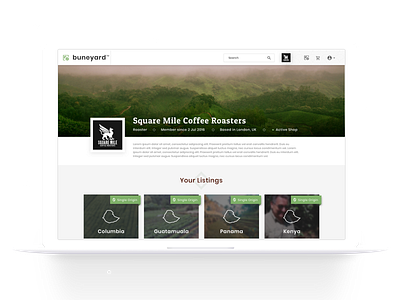 Buneyard - Roaster Screens coffee app create listing dashboard marketplace ui ui design uiux ux design web app web apps