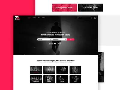 Artist Arena 2020 trend adobe xd app concept black white flat landing page design landing page ui photoshop portfolio red ui ux web