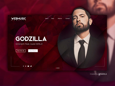 Godzilla - Eminem feat. Juice WRLD Design Inspiration branding design illustration ui website website concept website design website designer