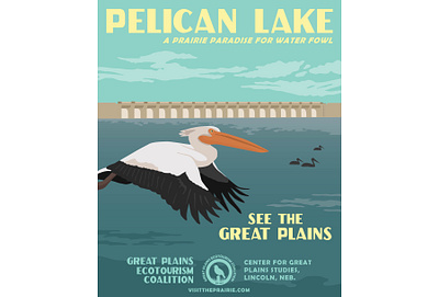 Pelican Lake animal art art branding design graphic design illustration nature poster poster art poster design vector