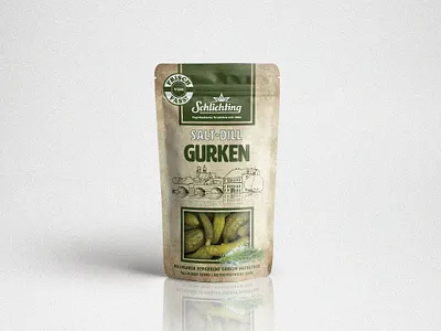SCHLICHTING Gurken pouch bag graphic design gurken illustration pickles pouch mockup salt