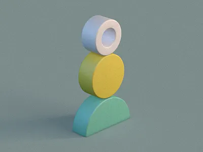 Primitive Stack 3d 3d art c4d cinema4d design green illustration lime primitivegeometry primitives render shapes white yellow