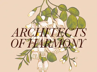 Architects of Harmony branding illustration label design procreate typography