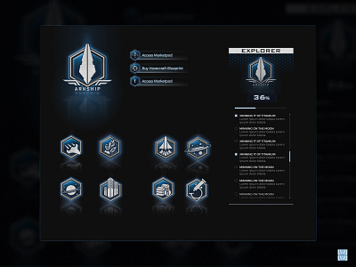 UI Researchs blue futurism futurist gui icons mmo mmorpg scifi ui videogames