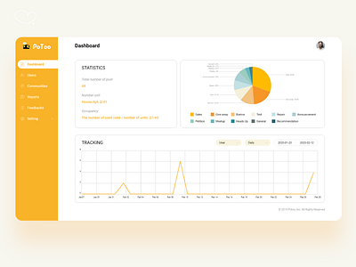 Potoo Dashboard dashboard design potoo ui web yellow