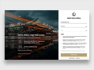 Legia Warsaw Website - Sign Up account aftereffect football football club motion motiongraphics signup signupform soccer sports website
