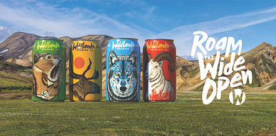 Wildlands Brewing Can Line-Up badge badge design beer brand identity design branding branding design brewery caribou craft beer craft brewery design illustration logo logo design sheep wilderness wildlands wolf yukon