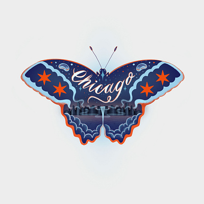 Chicago Butterfly - Illustration butterfly butterfly art chicago chicago art digital art digital illustration hand lettered hand lettering hand type handlettering illustration illustration art illustration design illustration digital illustrator lettering lettering art lettering artist procreate