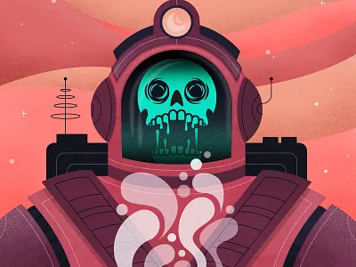 Out Of This World astro astronaut coffee design illustration neon out of this world sci fi skull space spaceman