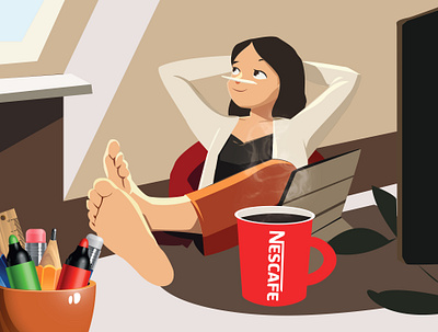 Nescafe artwork coffee coffeelovers coffeetime craxinno craxinnotechnologies design digitalart figma design flatdesign graphic design illustration morningvibes nescafe software development ui vectorart