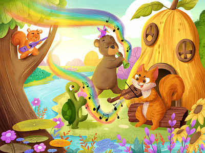 Vivace, The Melody of Nature in Yance Village animal art book branding cartoon character design childrens book colorful cute design digital art digital illustration drawing fun illustration jungle kidlit kids nature storybook