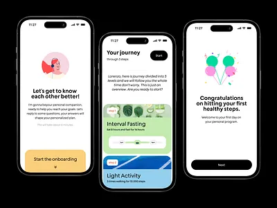 Healthy App Onboarding app cards creative design healthy illustration minimal mobile onboarding ui ux wizard