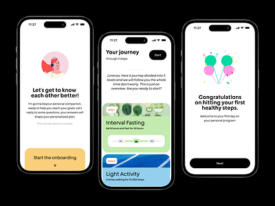 Healthy App Onboarding app cards creative design healthy illustration minimal mobile onboarding ui ux wizard