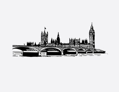 London Skyline design distressed graphic illustration illustrator ink inking inkscape london sketch texture vector vector art vector illustration vintage