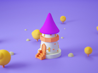 Mini Tower 3d building c4d composition cute geometric lowpoly octane render tower