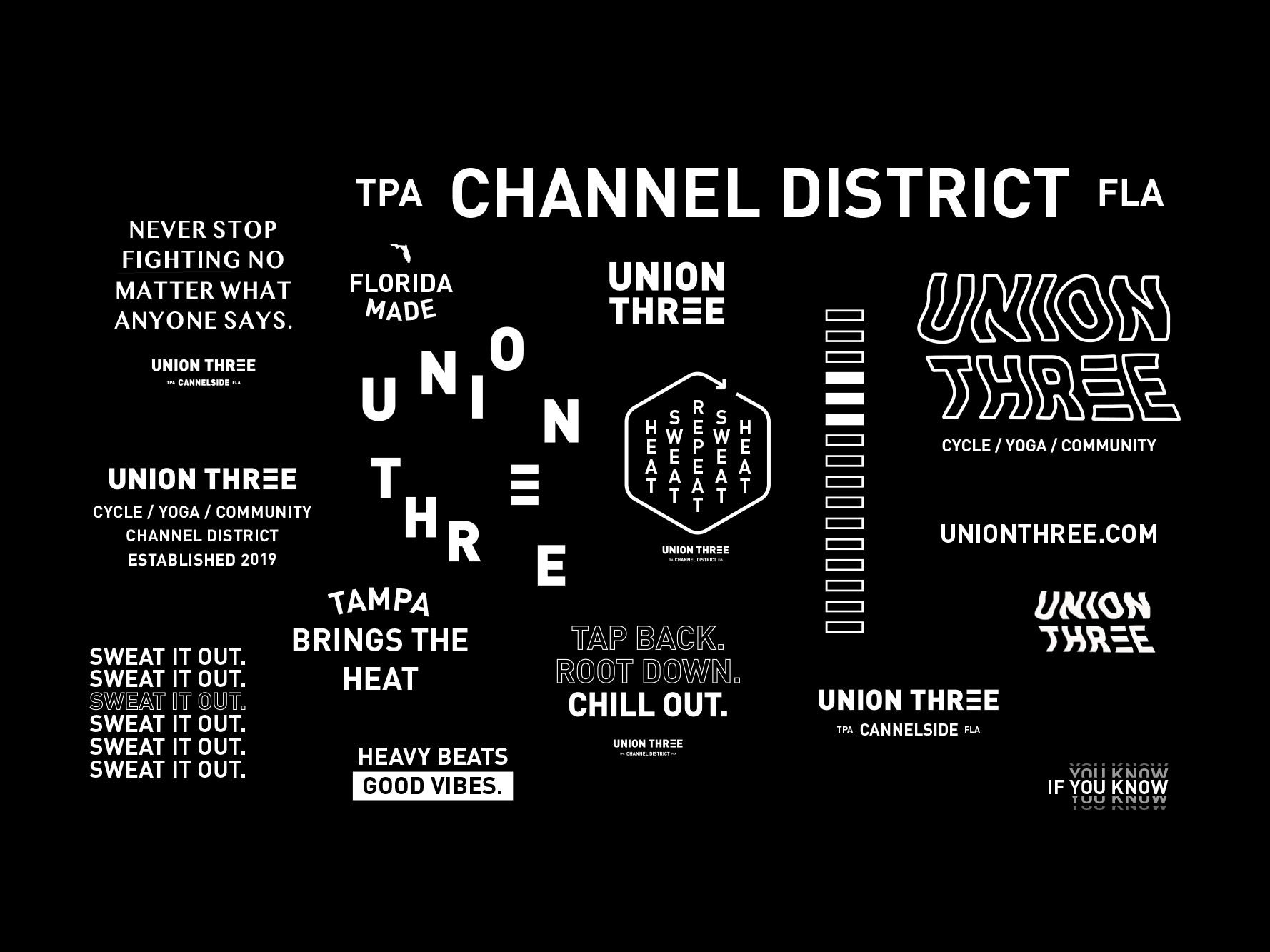 Union Three | Merchandise designs brand collateral branding clean creative studio cycling icon madebysanchez merch design merchandise solmark tampa