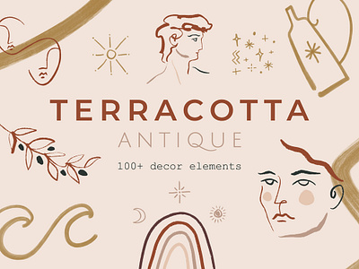 Terracotta Modern Abstract Greek Art abstract boho greek illustration modern neutral palette pastel shapes terracotta vector