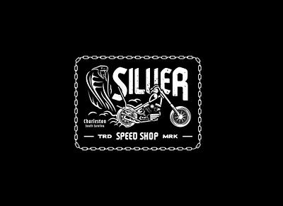 SilverSpeedShop Badge branding chain charleston cobra design design art graphic illustration logo moto motorcycle smoke snake speed texture vector vector art vector illustration