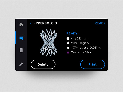 Job List 3d 3d printer dark mode design diagram formlabs interface side nav ui ux
