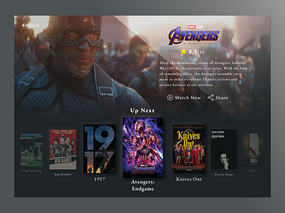 Smart TV for Practice avengers endgame cinema concept design film homepage movie smart smart home tv tv app ui ux