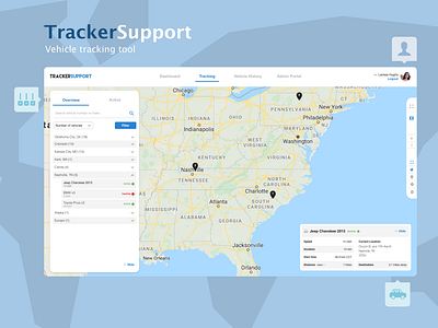 Vehicle Tracking System application application design application ui dailyui dashboard data visulization dataviz design desktop map maps tracker tracking ui ui design ux ux design uxdesign web website