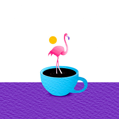 Fred the Flamingo cafe coffee flamingo graphic design illustration third wave tropical ui watercolor