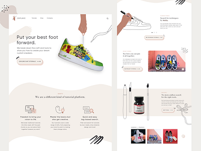 Cestlavic - a DIY tutorial platform branding desktop diy fashion illustration landing page learning platform logo neutral nude shoes shop tutorials ui ux web website design