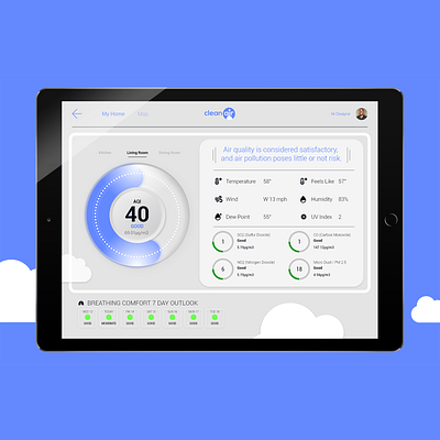 clean air app screen detail adobexd air app air quality airplane app design aqi breath clean air interactive temp ui uiux ux weather xd