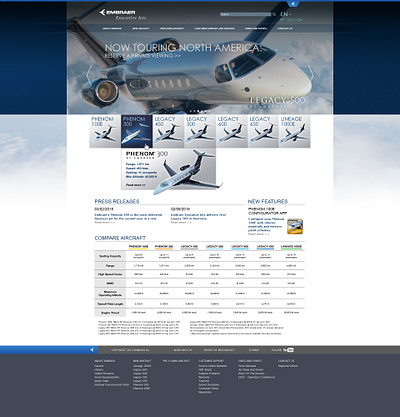 Embraer Executive Jets - Reface (cursor rollover) aerospace aviation brand jets redesign reface website design