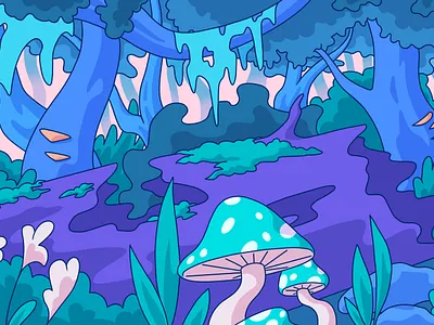 Hidden Forest color palette concept forest illustration linework manga nature scenery