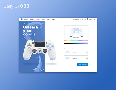 Daily Ui 033 - Customize Product blue button colors controller customize daily ui dailyui design illustration joystick playstation playstation4 product ps4 ui ui design uidesign ux