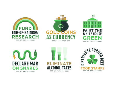 St. Patrick's Campaign Platforms alcohol campaign day food stamps gold icon icons luck of pot president presidential rainbow saint snake snakes tax