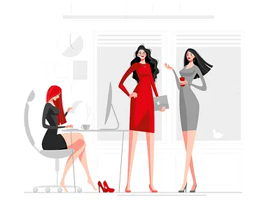 office design girl illustration office vector womans