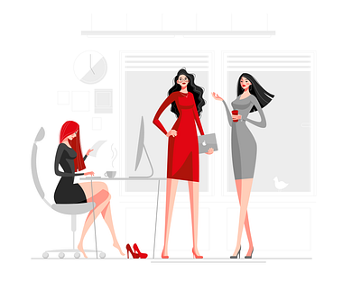 office design girl illustration office vector womans