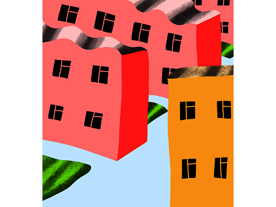 strange homes art avant garde black cool credit dirt home illustraion nice roof room waves window