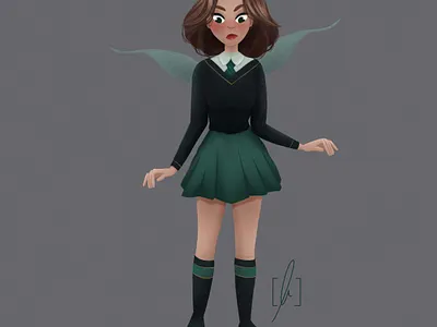 Slytherin Fairy cartoon character art concept art design fairy fantasy girl drawing green harry potter illustration slytherin visual development woman