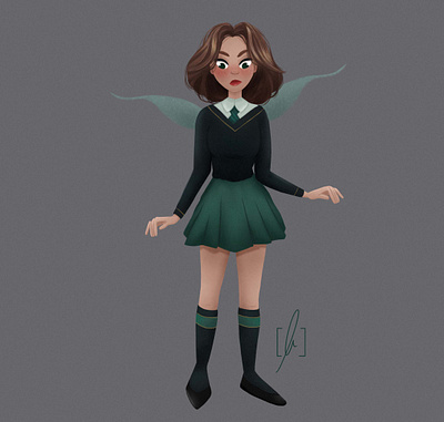 Slytherin Fairy cartoon character art concept art design fairy fantasy girl drawing green harry potter illustration slytherin visual development woman